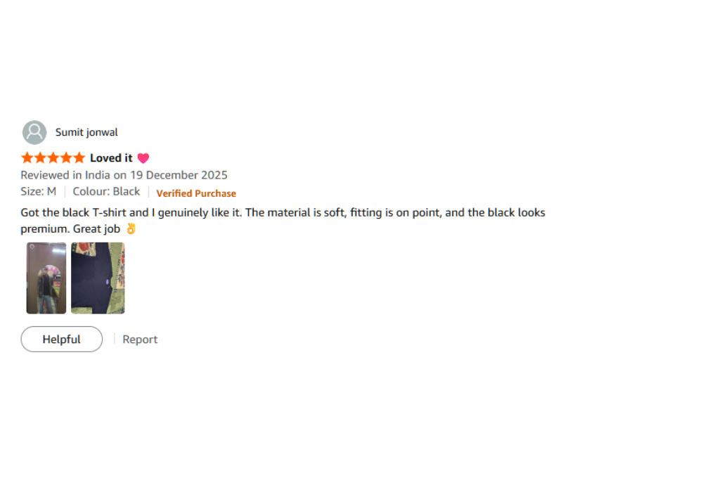Verified Amazon customer review for TheCottonStrand oversized T-shirt