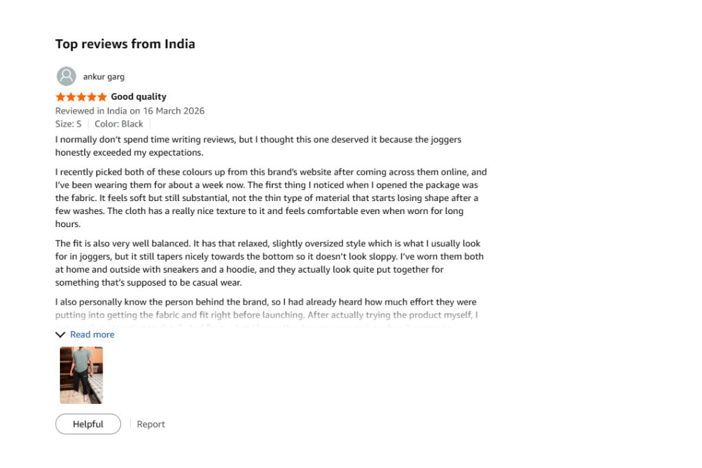 Verified Amazon customer review for TheCottonStrand oversized T-shirt