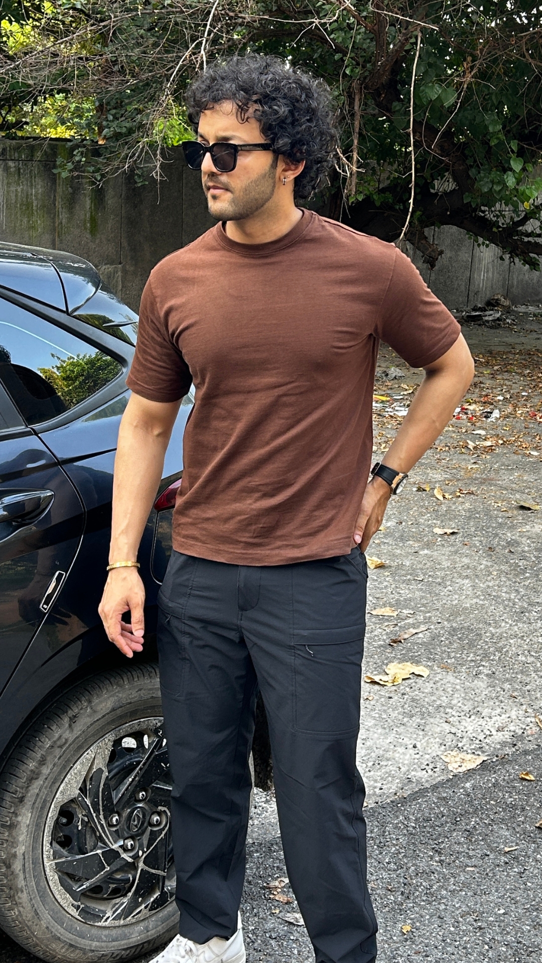 Man wearing oversized brown t shirt by TheCottonStrand
