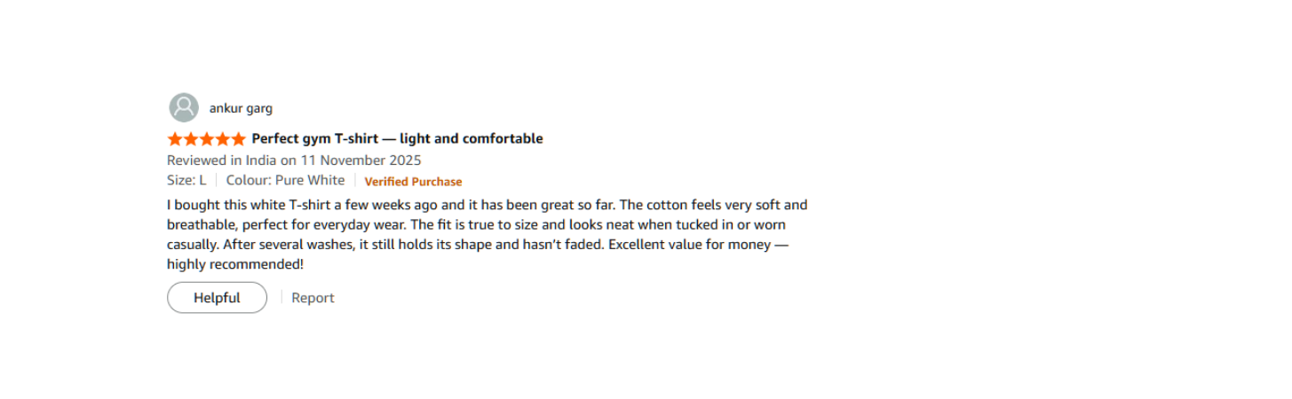 Verified Amazon customer review for TheCottonStrand oversized T-shirt