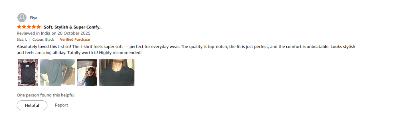 Verified Amazon customer review for TheCottonStrand oversized T-shirt