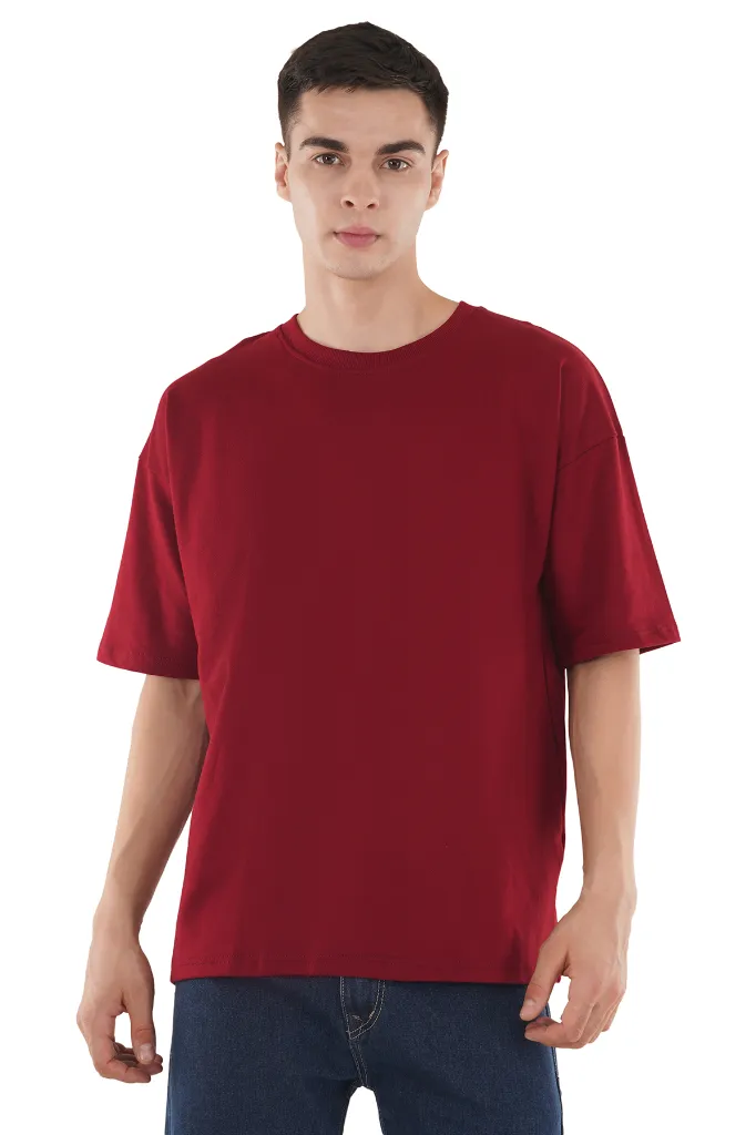 [TCS-TSHRT-OVS-NP-DRED-S] Dark Red Oversized T-Shirt (S)